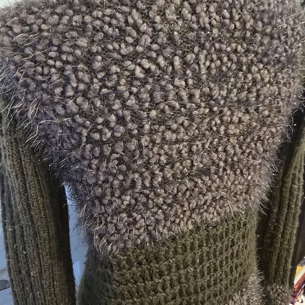 Womens Sloni Mohair Wool Sweater Cardigan Dark Academia Whimsigoth L Collard - Picture 9 of 12